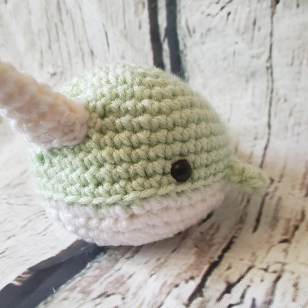 Light Green Crochet Narwhal Amigurumi - Picture 5 of 12